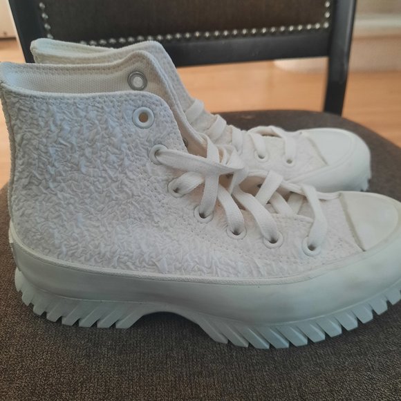 Converse White Textured High-Top Sneakers - Picture 1 of 5